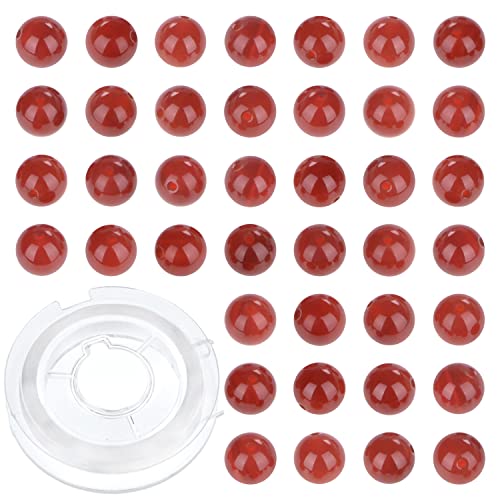 10 mm 80 Stück natürliche rote Karneol-Edelstein-Perlen für die Schmuckherstellung mit Kristall-Stretch-Kordel 10 mm 80 Stück natürliche rote Karneol-Edelstein-Perlen für die Schmuckherstellung mit Kristall-Stretch-Kordel von QOGIR