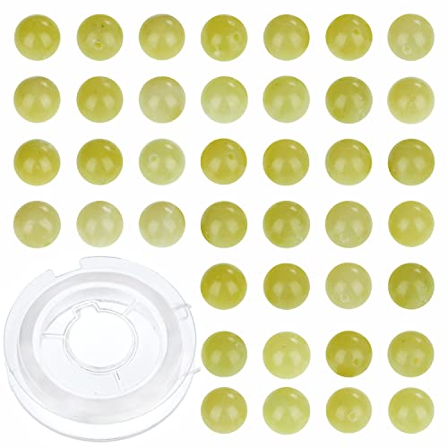 6 mm 200 Stück natürliche Zitronen-Jade-Edelstein-Perlen für die Schmuckherstellung mit Kristall-Stretch-Kordel von QOGIR