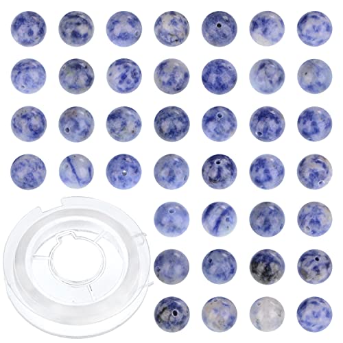 8 mm 100 Stück natürliche blaue Punkte Jaspis Edelstein runde lose Perlen für die Schmuckherstellung mit Kristall-Stretch-Kordel 8 mm 100 Stück natürliche blaue Punkte Jaspis Edelstein runde lose Perlen für die Schmuckherstellung mit Kristall-Stretch-Kordel von QOGIR