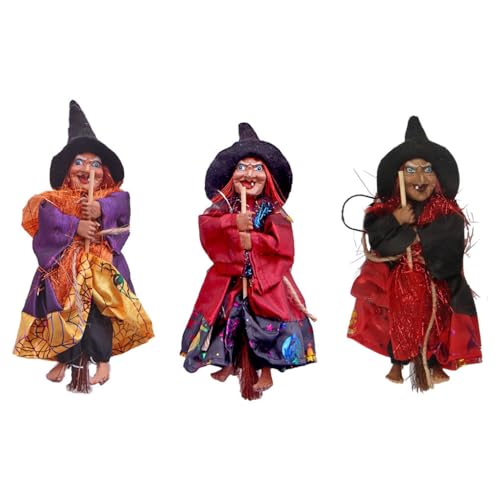 QOKLIYUI 3 Stück hängende Horror Hexenfiguren, breite Anwendung, leicht und langlebig, realistische Halloween Hexe Puppen aus Kunststoff von QOKLIYUI