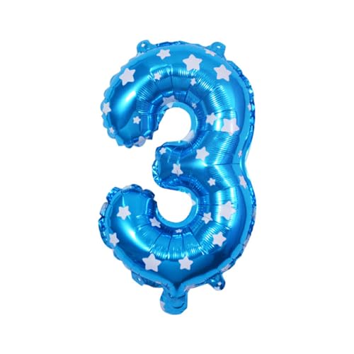 QOKLIYUI Einzigartiger Zahlen Alles Gute zum Geburtstag Ballon mit Zahlen Folienballon, kompakter und leichter Zahlen Zahlen Ballon, 3 Blau, 16 Zoll von QOKLIYUI