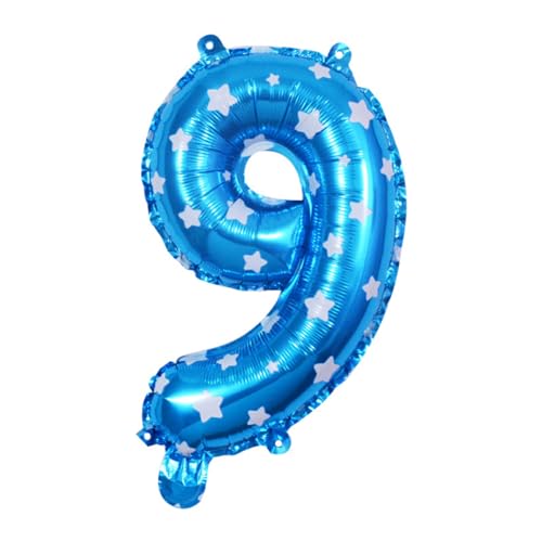 QOKLIYUI Einzigartiger Zahlen Alles Gute zum Geburtstag Ballon mit Zahlen Folienballon, kompakter und leichter Zahlen Zahlen Ballon, 9 Blau, 16 Zoll von QOKLIYUI