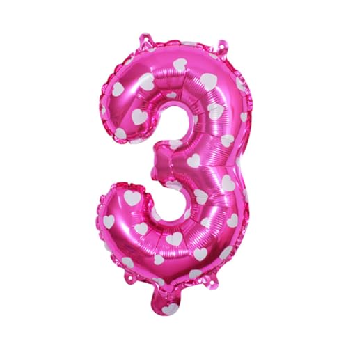 QOKLIYUI Stilvolle Buchstaben Alphabet Zahlen Folienballons für Geburtstagsparty Dekorationen, Aluminiumlegierung, flexibel und praktisch, einfach, Rosa,3, 16 Zoll von QOKLIYUI