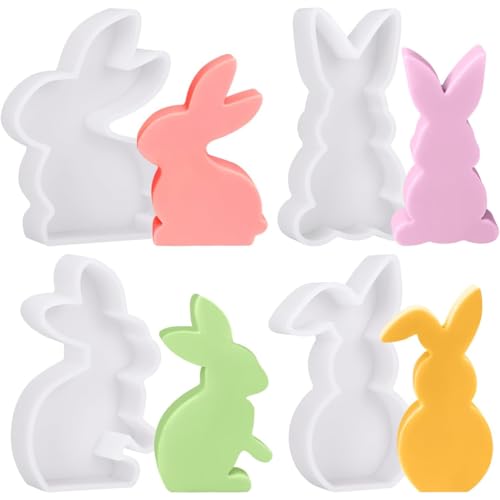 QOMJUFA 4 Stück Osterhase Silikonform, Ostern Hase Silikonformen Gießformen, Silikonformen Gießformen, Silikonform Kerzenhalter Tablett, 3D Kaninchen Gießform Ostern für Handwerk QOMJUFA 4 Stück Osterhase Silikonform, Ostern Hase Silikonformen Gießformen, Silikonformen Gießformen, Silikonform Kerzenhalter Tablett, 3D Kaninchen Gießform Ostern für Handwerk von QOMJUFA