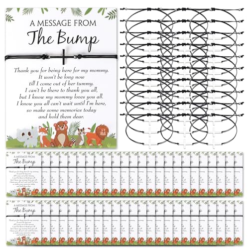 Qoroos 50 Sets Babyparty-Partygeschenke für Gäste, Babyparty-Geschenke, Geschlechtsoffenbarung, 50 verstellbare Kreuz-Armbänder mit 50 Botschaften von der Bump-Karte, Dankeschön-Geschenke für Mädchen Qoroos 50 Sets Babyparty-Partygeschenke für Gäste, Babyparty-Geschenke, Geschlechtsoffenbarung, 50 verstellbare Kreuz-Armbänder mit 50 Botschaften von der Bump-Karte, Dankeschön-Geschenke für Mädchen von QOROOS