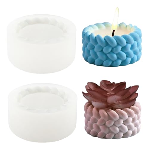2pack Knot Form Teelichthalter Form, 3D Silikonformen für Kerzen & Blumentöpfe, wiederverwendbare Zylinder Schmuckhalter Formen, für Epoxidharz Beton Kunsthandwerk Home Xmas Decor(SIZE:2PACK) von QOTSTEOS