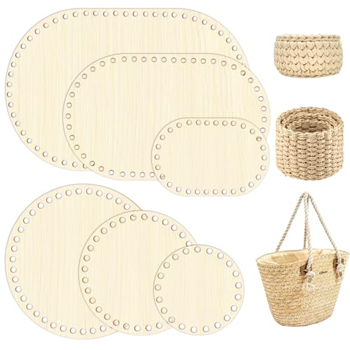 QOUBNIC 6 Stück Gehäkelte Korbböden aus Holz zum Häkeln, Holzboden für Häkelkorb Set mit Rund/Oval in 10cm/15cm/20cm/25cm/30cm DIY Holzboden zum Häkeln, Korbboden Set für Korbflechten Basteln QOUBNIC 6 Stück Gehäkelte Korbböden aus Holz zum Häkeln, Holzboden für Häkelkorb Set mit Rund/Oval in 10cm/15cm/20cm/25cm/30cm DIY Holzboden zum Häkeln, Korbboden Set für Korbflechten Basteln von QOUBNIC