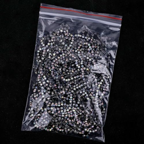 1/5 Yard SS6-SS18 (1,5 mm - 4,5 mm) Silber/Gold Rot Basis Kristall Strass Kette Nähen Glas Strass Cup Kette-Gun-Schwarz Kristall AB-SS16 (4,0 mm)-1 Yard Pa von QOVBD