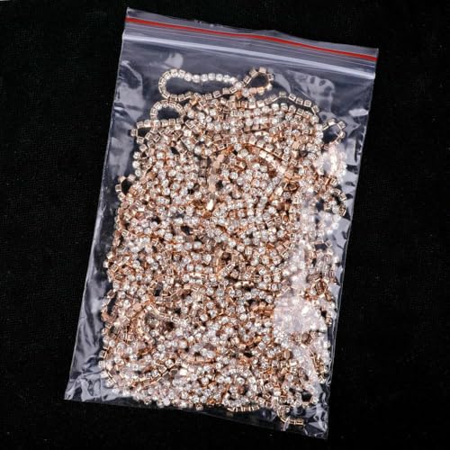 1/5 Yard SS6-SS18 (1,5 mm - 4,5 mm) Silber/Gold Rot Basis Kristall Strass Kette Nähen Glas Strass Cup Kette-KC Gold Kristall-SS10 (2,8 mm)-5 Yards Pack von QOVBD