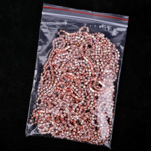 1/5 Yard SS6-SS18 (1,5 mm - 4,5 mm) Silber/Gold Rot Basis Kristall Strass Kette Nähen Glas Strass Cup Kette-Roségold Kristall AB-SS18 (4,5 mm)-1 Yard Packu von QOVBD