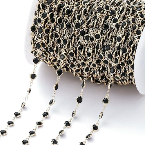 1 Meter/Rolle, 6 mm, bunte Kristallperlen, Perlenkette, Glasperlen, KC-Gold, Halsketten-Kettenzubehör für DIY-Schmuckherstellung, Basteln, Stil 02, 1 Meter von QOVBD