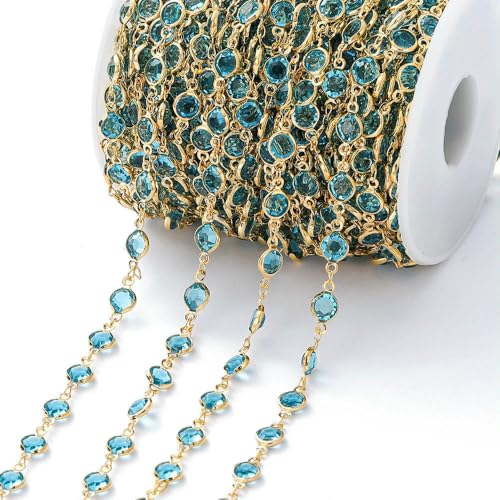 1 Meter/Rolle, 6 mm, bunte Kristallperlen, Perlenkette, Glasperlen, KC-Gold, Halsketten-Kettenzubehör für DIY-Schmuckherstellung, Basteln, Stil 10–1 Meter 1 Meter/Rolle, 6 mm, bunte Kristallperlen, Perlenkette, Glasperlen, KC-Gold, Halsketten-Kettenzubehör für DIY-Schmuckherstellung, Basteln, Stil 10–1 Meter von QOVBD