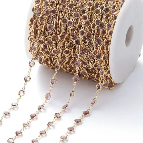 1 Meter/Rolle, 6 mm, bunte Kristallperlen, Perlenkette, Glasperlen, KC-Gold, Halsketten-Kettenzubehör für DIY-Schmuckherstellung, Basteln, Stil 19, 1 Meter 1 Meter/Rolle, 6 mm, bunte Kristallperlen, Perlenkette, Glasperlen, KC-Gold, Halsketten-Kettenzubehör für DIY-Schmuckherstellung, Basteln, Stil 19, 1 Meter von QOVBD