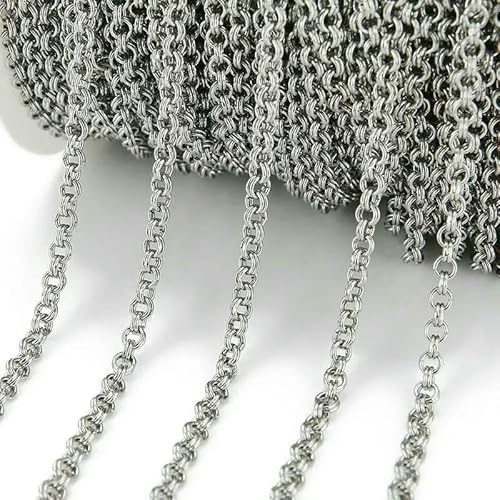 1 Meter 4,0 mm Edelstahl-Doppelring-Gliederkette, kleine Kreisschlaufenkette für DIY-Halsketten, Armbänder, Taschenketten, Schmuckzubehör, Stahl 4,0 mm, 1 1 Meter 4,0 mm Edelstahl-Doppelring-Gliederkette, kleine Kreisschlaufenkette für DIY-Halsketten, Armbänder, Taschenketten, Schmuckzubehör, Stahl 4,0 mm, 1 von QOVBD