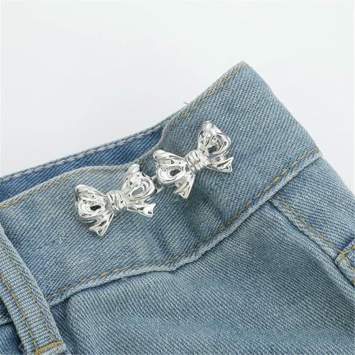 1 Pair Jeans Button Adjustable Clips for Pant Skirts Waist Tightener Buckle Snap Adjuster Pants Pin Retractable Button-Bow von QOVBD