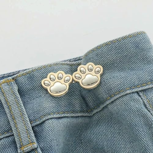 1 Pair Jeans Button Adjustable Clips for Pant Skirts Waist Tightener Buckle Snap Adjuster Pants Pin Retractable Button-Cat paw von QOVBD