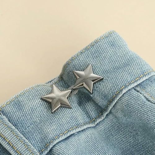 1 Pair Jeans Button Adjustable Clips for Pant Skirts Waist Tightener Buckle Snap Adjuster Pants Pin Retractable Button-E von QOVBD