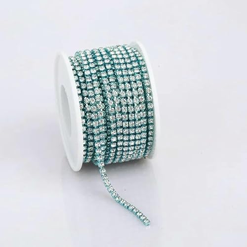 1 Yard, 5 Yards/Rolle, Kristall-Strasskette zum Aufnähen und Aufkleben, Strasssteine, Zierkette für Kleidung, DIY-Kettenzubehör, Himmelblau, 2 mm, 1 Yard von QOVBD
