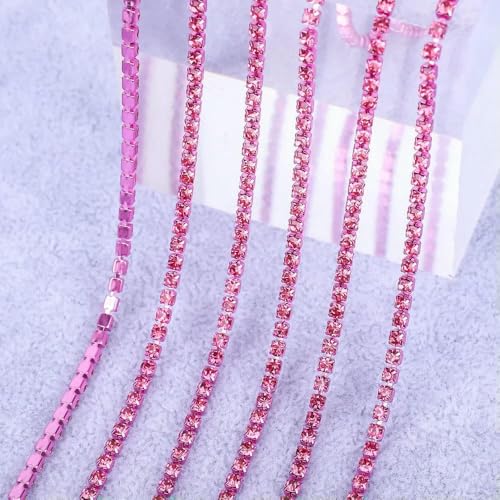 1 Yard/5 Yards Kristall-Strasssteine, Tassenkette, Gold, Diamant-Strass, dekorative Applikationen für Kleider, Rose-SS12 (3,0 mm)-5 Yards von QOVBD