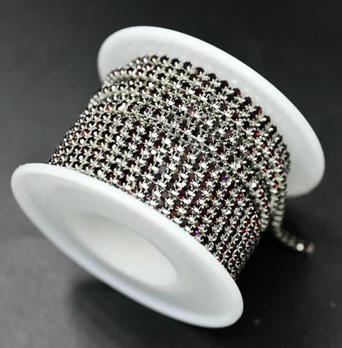 1 Yard 10 Yards/Rolle SS6-SS18 Glänzende Kristall-Strasskette zum Aufnähen und Aufkleben für Kleidung, Schmuck, Bekleidungszubehör, Zierketten, Tassenkette, Silberbasis, Amethyst, SS14, 3,5 mm 1 Yard 10 Yards/Rolle SS6-SS18 Glänzende Kristall-Strasskette zum Aufnähen und Aufkleben für Kleidung, Schmuck, Bekleidungszubehör, Zierketten, Tassenkette, Silberbasis, Amethyst, SS14, 3,5 mm von QOVBD
