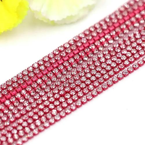 1 Yard Vollfarbe 22 Farben Krallen-Strass SS6 SS12 Kristallquaste DIY Kleidung Ohrring Zubehör Perlen Diamant Strass Kette-Weiße Rose-SS12 von QOVBD