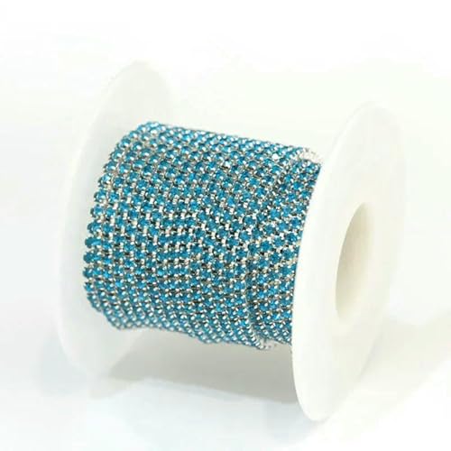1 m/Los Strass-Kette, flache Rückseite, silberne Kralle, Strass-Besatz, Kristall für DIY, Handarbeit, Nähbesatz, Applikationen, Handarbeiten, Dekor, Pfauenblau, SS6, 2,0 mm, 1 Meter 1 m/Los Strass-Kette, flache Rückseite, silberne Kralle, Strass-Besatz, Kristall für DIY, Handarbeit, Nähbesatz, Applikationen, Handarbeiten, Dekor, Pfauenblau, SS6, 2,0 mm, 1 Meter von QOVBD