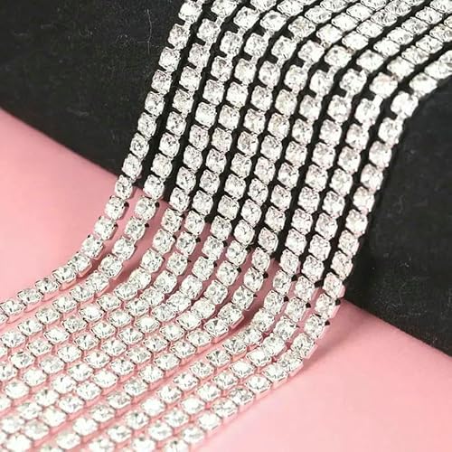 1 m/Los Strass-Kette, flache Rückseite, silberne Kralle, Strass-Besatz, Kristall für DIY, Handarbeit, Nähbesatz, Applikationen, Handarbeiten, Dekor, weiß, SS8, 2,5 mm, 1 Meter 1 m/Los Strass-Kette, flache Rückseite, silberne Kralle, Strass-Besatz, Kristall für DIY, Handarbeit, Nähbesatz, Applikationen, Handarbeiten, Dekor, weiß, SS8, 2,5 mm, 1 Meter von QOVBD