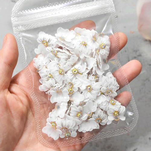 10/30 Stück 3D handgefertigte Acryl geschnitzte Blumen Nail Art Charms Perlen Strass geformt Blumenschmuck Kirschblüten Nagelzubehör-10 Stück_f von QOVBD