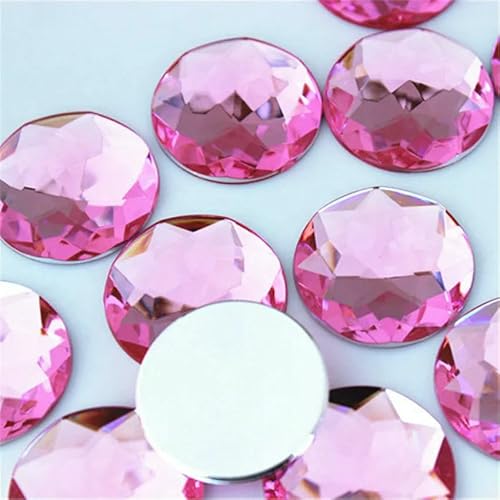 10 Stück 30 mm große runde Kristall-AB-Strass-Applikation, flache Rückseite, Acryl-Edelsteine, große klare Steine, DIY-Scrapbook-Perlen, ZZ562-Hellrosa von QOVBD