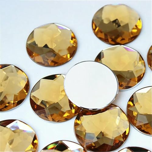 10 Stück 30 mm große runde Kristall-AB-Strass-Applikation mit flacher Rückseite, Acryl-Edelsteine, große klare Steine, DIY-Scrapbook-Perlen, ZZ562, Hellkaffee von QOVBD