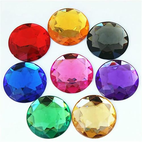 10 Stück 30 mm große runde Kristall-AB-Strass-Applikation mit flacher Rückseite, Acryl-Edelsteine, große klare Steine, DIY-Scrapbook-Perlen, ZZ562, gemischte Farben von QOVBD