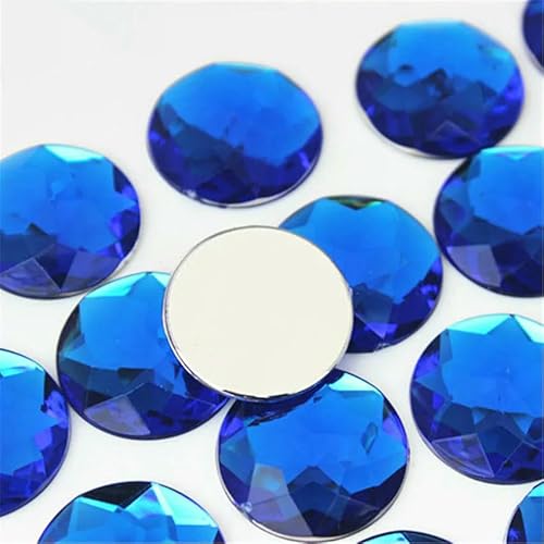 10 Stück 30 mm große runde Kristall-AB-Strass-Applikation mit flacher Rückseite, Acryl-Edelsteine, große klare Steine, DIY-Scrapbook-Perlen, ZZ562-Blau von QOVBD