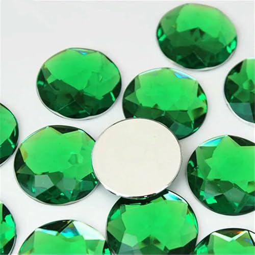 10 Stück 30 mm große runde Kristall-AB-Strass-Applikation mit flacher Rückseite, Acryl-Edelsteine, große klare Steine, DIY-Scrapbook-Perlen, ZZ562-Dunkelgrün von QOVBD
