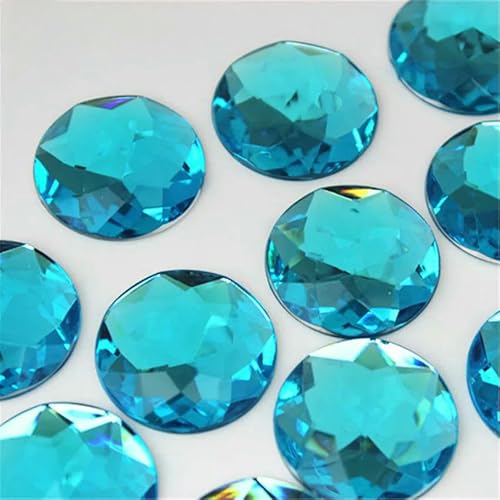 10 Stück 30 mm große runde Kristall-AB-Strass-Applikation mit flacher Rückseite, Acryl-Edelsteine, große klare Steine, DIY-Scrapbook-Perlen, ZZ562-Himmelblau von QOVBD