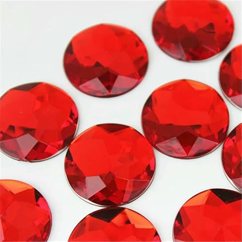 10 Stück 30 mm große runde Kristall-AB-Strass-Applikation mit flacher Rückseite, Acryl-Edelsteine, große klare Steine, DIY-Scrapbook-Perlen, ZZ562-Rot von QOVBD