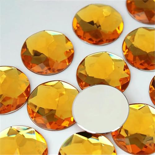 10 Stück 30 mm große runde Kristall-AB-Strass-Applikation mit flacher Rückseite, Acryl-Edelsteine, große klare Steine, DIY-Scrapbook-Perlen, ZZ562-gelb von QOVBD