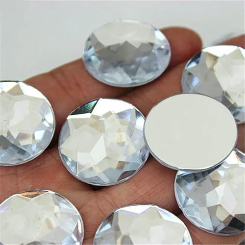 10 Stück 30 mm große runde Kristall-AB-Strass-Applikation mit flacher Rückseite, Acryl-Edelsteine, große klare Steine, DIY-Scrapbook-Perlen, ZZ562-klar von QOVBD
