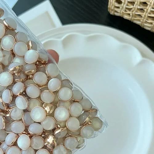 10 Stück Hübsche Schaftknöpfe 10 mm rund goldfarben Metallknöpfe Damen Kleidung Accessoires DIY Bekleidung Nähzubehör-10 Stück-10 mm von QOVBD