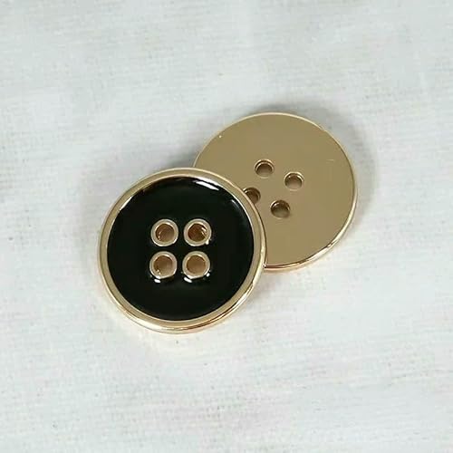 10 Stück Metallknöpfe 10,5/15/20 mm 4-Loch-Rundknöpfe Modebekleidung Nähzubehör-Schwarzgold-15 mm von QOVBD