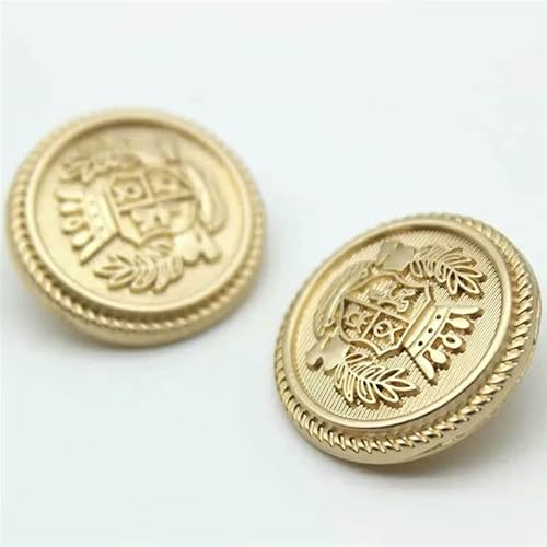 10 Stück Metallknöpfe für Kleidung, Nähzubehör und Zubehör, handgenähte Manteljackenknöpfe, 20 mm, Kleiderknöpfe, Gold, 25 mm (10 Stück) von QOVBD