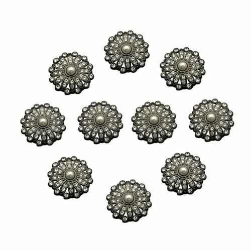 10 Stück Retro-Metallperlen-Diamant-Kleidungsknöpfe, DIY-Kleidung, Nähknopf, Handarbeiten, handgefertigtes Zubehör, Schwarz, 10 Stück, 23,0 mm von QOVBD