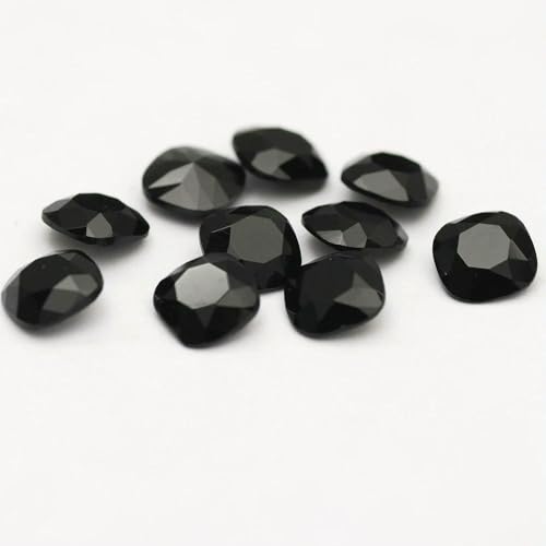 10 Stück mehrfarbige Strasssteine, 5A, Glaskristallkissen, Schmuckdekorationen, loser Kleber auf Nailart-Strasssteine, Strass für Kleidungsstücke, Jet, 6 mm, 10 Stück von QOVBD