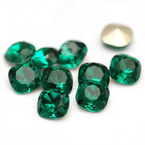 10 Stück mehrfarbige Strasssteine, 5A, Glaskristallkissen, Schmuckdekorationen, loser Kleber auf Nailart-Strasssteine, Strass für Kleidungsstücke, Smaragdgrün, 10 mm, 10 Stück 10 Stück mehrfarbige Strasssteine, 5A, Glaskristallkissen, Schmuckdekorationen, loser Kleber auf Nailart-Strasssteine, Strass für Kleidungsstücke, Smaragdgrün, 10 mm, 10 Stück von QOVBD