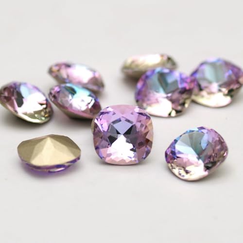 10 Stück mehrfarbige Strasssteine, 5A, Glaskristallkissen, Schmuckdekorationen, loser Kleber auf Nailart-Strasssteine, Strass für Kleidungsstücke, Vitrail Light, 8 mm, 10 Stück von QOVBD