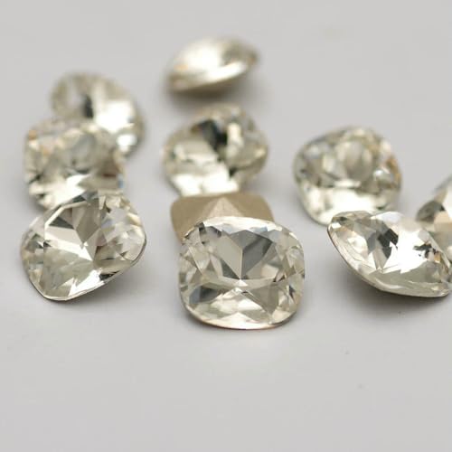 10 Stück mehrfarbige Strasssteine, 5A, Glaskristallkissen, Schmuckdekorationen, loser Kleber auf Nailart-Strasssteine, Strass für Kleidungsstücke, kristallklar, 10 mm, 10 Stück von QOVBD