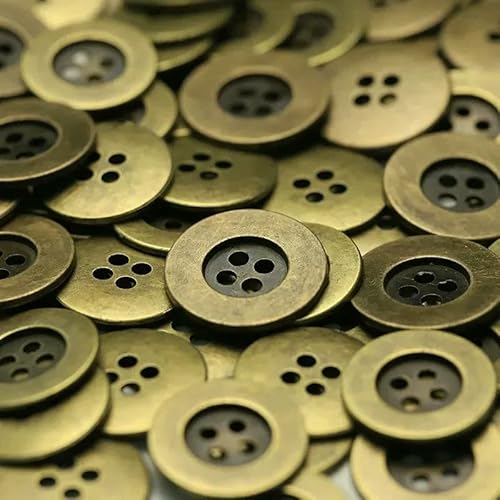 10 Stück schöne Metallknöpfe 15/20/25 mm rund abgenutzte alte Metallknöpfe mit 4 Löchern Kleidung Nähzubehör-Nr. 1-15 mm von QOVBD