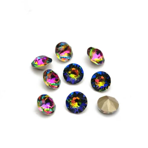 10 Stück super bunte 5A-Strasssteine, DIY-Schmuckherstellung, Glasperlen, Pointback, rund, zum Aufkleben auf Nagelkunst-Zubehör, Kristalle, Vulkan, 5,3,0 mm, 10 Stück von QOVBD