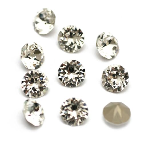 10 Stück super bunte 5A-Strasssteine, DIY-Schmuckherstellung, Glasperlen, Pointback, rund, zum Aufkleben auf Nagelkunst-Zubehör, Kristalle, kristallklar, 5,3,0 mm, 10 Stück von QOVBD