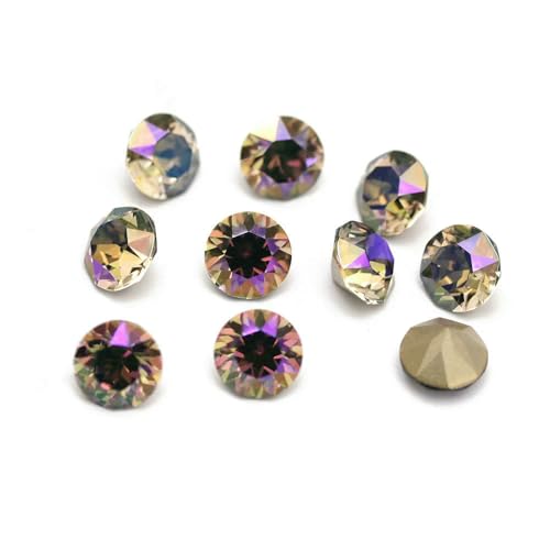 10 Stück super bunte 5A-Strasssteine, DIY-Schmuckherstellung, Glasperlen, Pointback, rund, zum Aufkleben auf Nagelkunst-Zubehör, Kristalle – Geisterlicht – 5,3,0 mm – 10 Stück von QOVBD