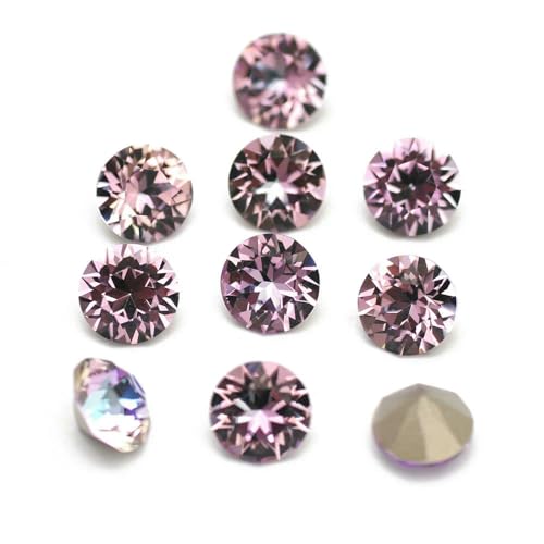10 Stück super bunte 5A-Strasssteine, DIY-Schmuckherstellung, Glasperlen, Pointback, rund, zum Aufkleben auf Nagelkunst-Zubehör, Kristalle – Vitrail Light – 6,2 mm – 10 Stück von QOVBD